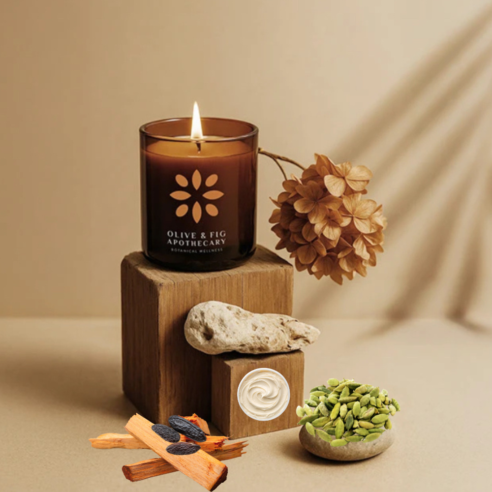 Olive & Fig Apothecary Desert Santal scented 2-wick 11 oz candle